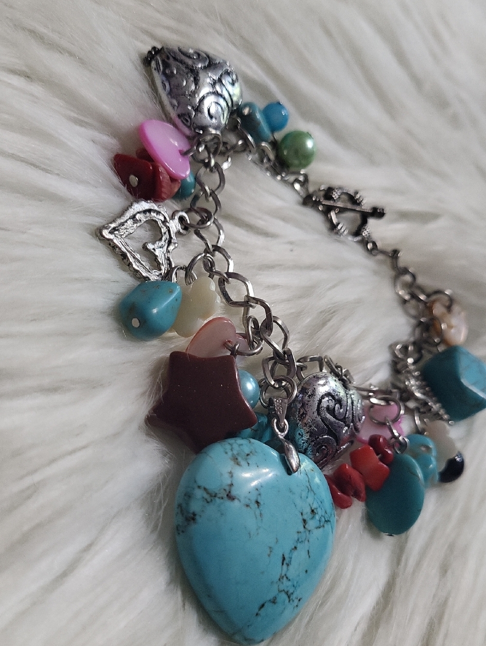 Boho Multi-Charm Turquoise Color Heart Bracelet - Women Jewelry